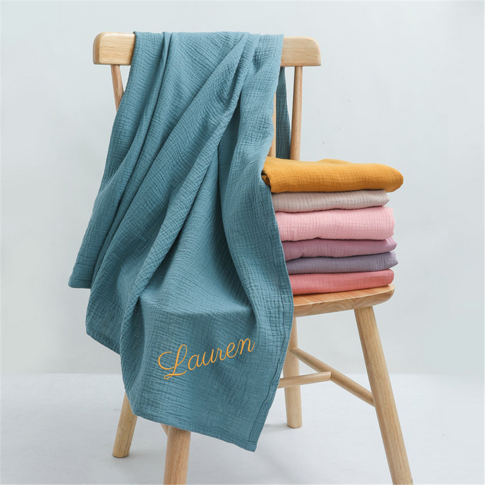 Muslin Swaddle Wrap - 개인화 된 이름 수 놓은 사용자