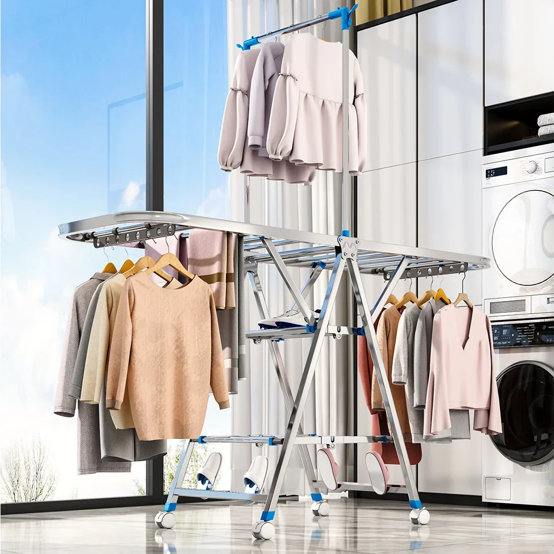 스테인레스 스틸 건조 옷 걸이 접이식 바닥 침실 발코니 - Baby Clothing Drying Rack 리뷰 및 가격