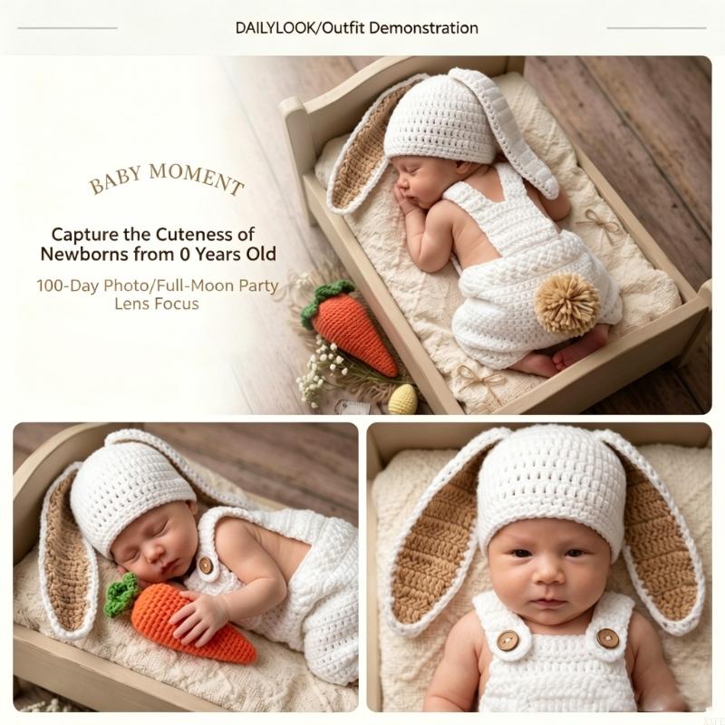 크로셰 니트 신생아 사진 소품 옷 토끼 테마 아기 롬퍼 - Baby Clothing Onesies 리뷰 및 가격