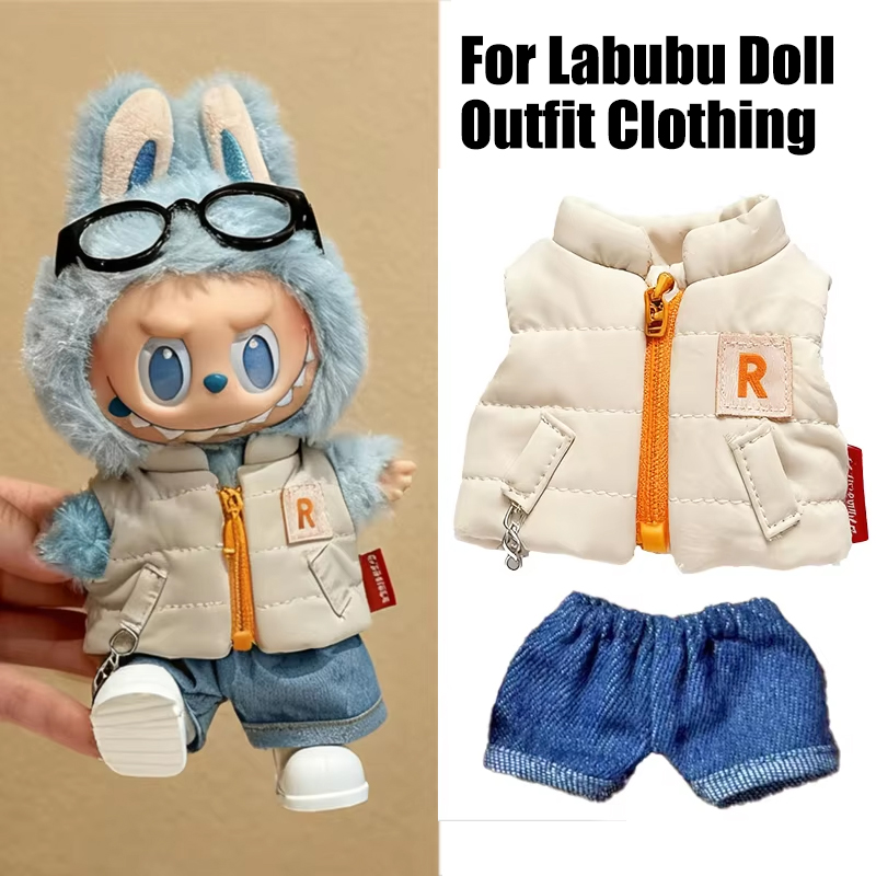 15-17cm 라부부 인형용 단색 겨울 다운 조끼와 청 - Baby Clothing 리뷰 및 가격